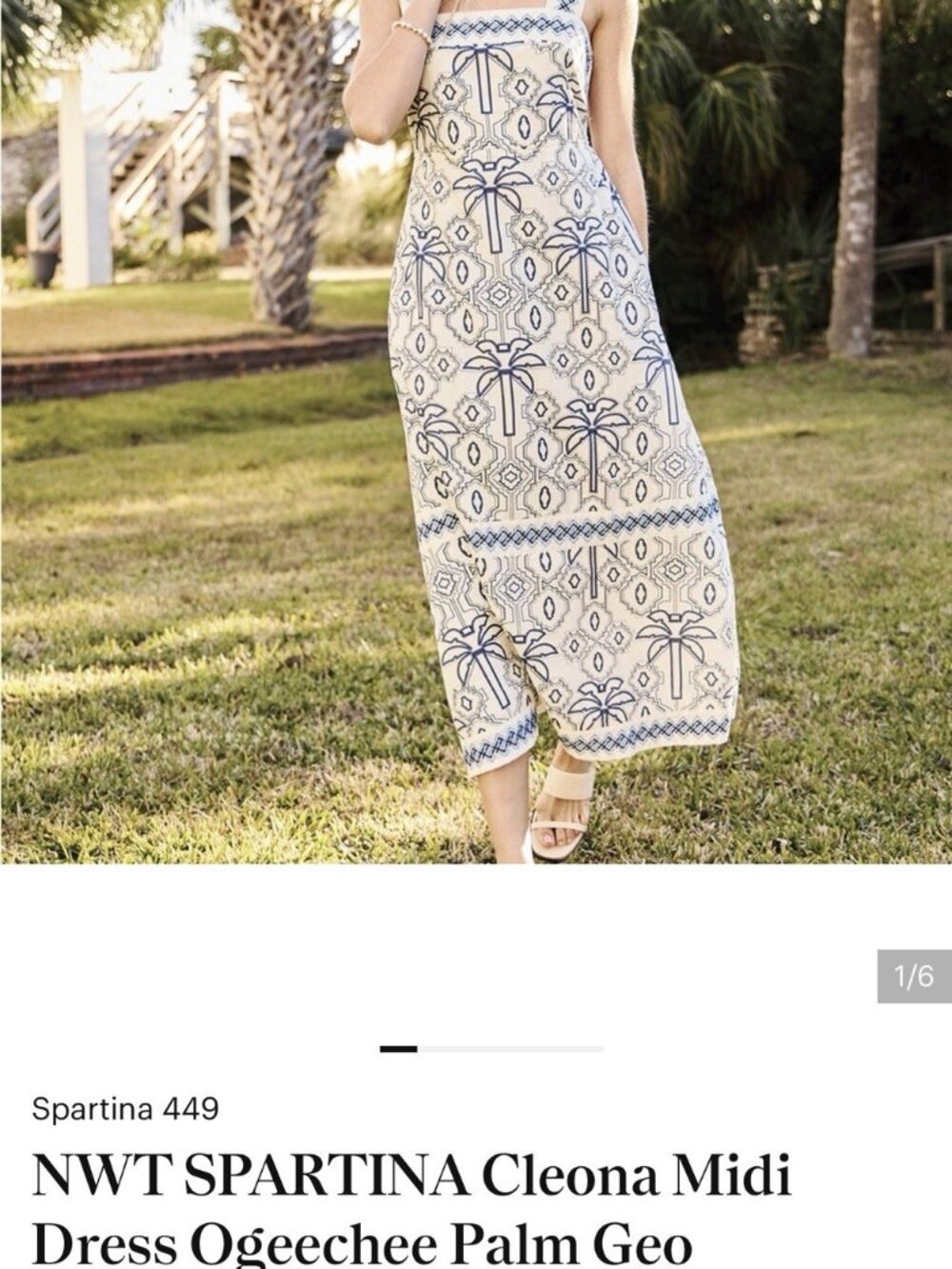 Spartina Dress Women XS White Emeline Blues Linen Summer Lined Beach Pockets